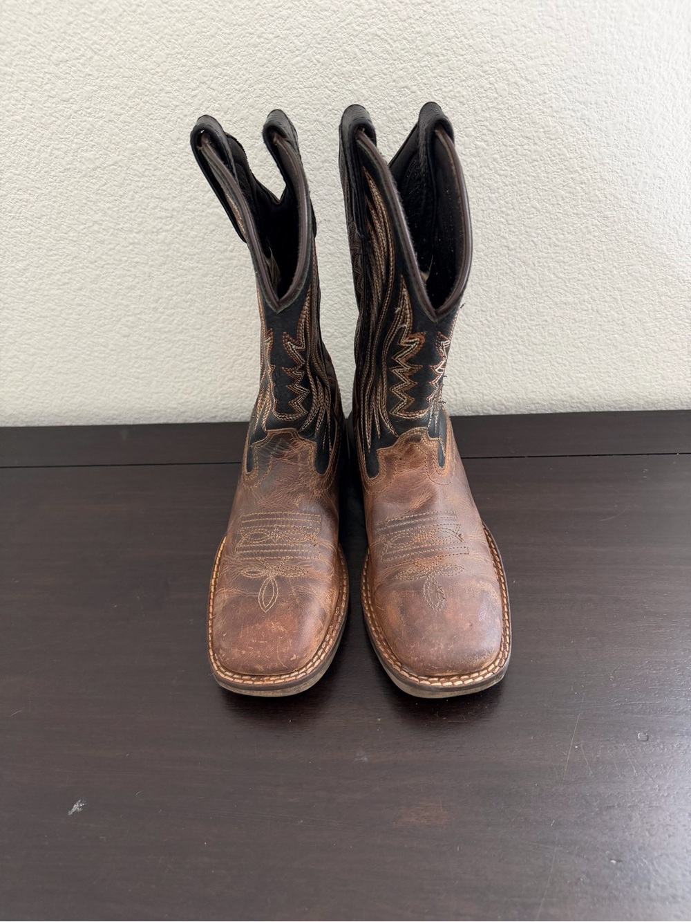 Smoky Mountain Brown Leather Cowboy Boots Boys 1R Western